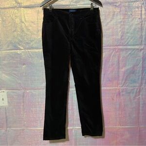 Talbots Velvet High-waist Straight Leg Pant Black Women Size 10P